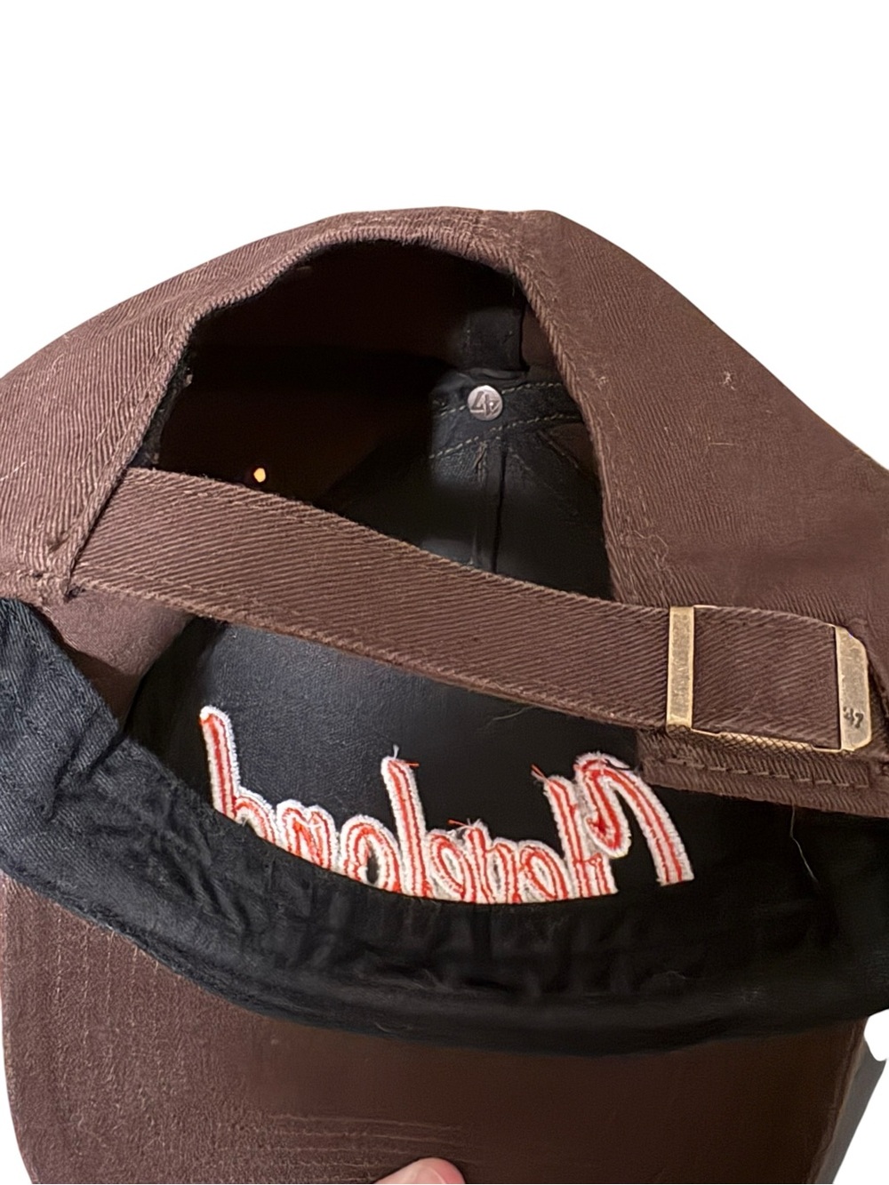 47 Brand Cleveland Browns Script Strapback Hat Brown OSFA - Picture 3 of 4